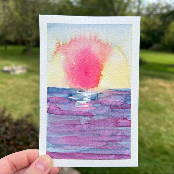 FIRE SUN Original 4”x6” Watercolor By Jessica Joy - Picture 5 of 6